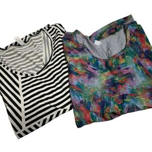 LuLaRoe Striped and Abstract Patterned T-Shirts Long Sleeve 3X